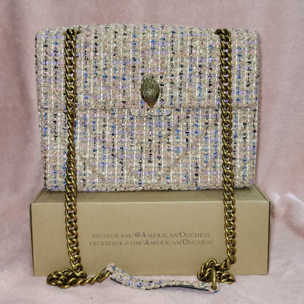 Pink Kurt Geiger Tweed Speckled Large Kensington Bag